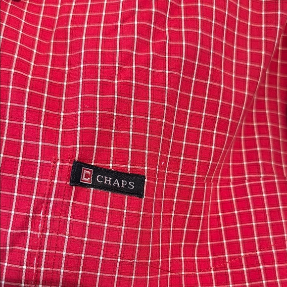 Chaps Red and White Casual Button Down Shirt - Picture 4 of 5